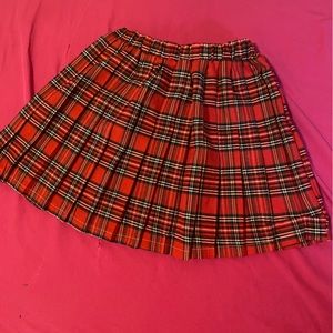 Tartan print elastic waist skirt